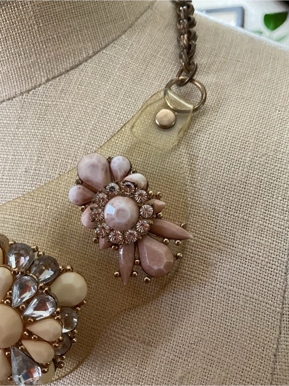 💜💜💜Statement Floral Bib Necklace in Blush and Gold